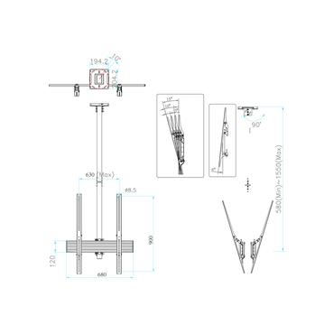 Multibrackets PRO Series M Ceiling Mount Pro MBC1UX2PHD konsol - för LCD-display - svart