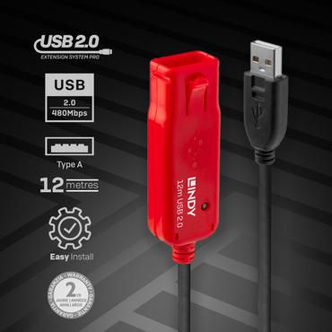 Lindy 42923 USB-kabel USB 2.0 30 m USB A Sort, R&oslash;d