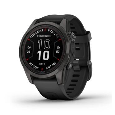 Garmin fēnix 7S Pro Sapphire Solar Edition - kolgr&aring; DLC titan - sportur med band - sort - 32 GB