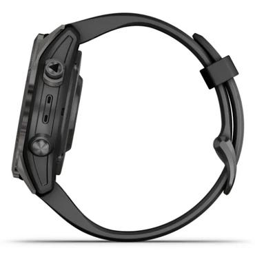 Garmin fēnix 7S Pro Sapphire Solar Edition - kolgr&aring; DLC titan - sportur med band - sort - 32 GB