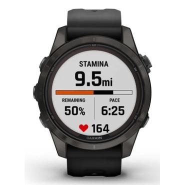 Garmin fēnix 7S Pro Sapphire Solar Edition - kolgr&aring; DLC titan - sportur med band - sort - 32 GB