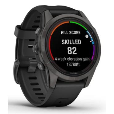 Garmin fēnix 7S Pro Sapphire Solar Edition - kolgr&aring; DLC titan - sportur med band - sort - 32 GB