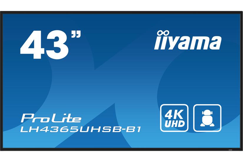 iiyama ProLite LH4365UHSB-B1 43" Klass (42.5" visbar) LED-bakgrundsbelyst LCD-skärm - 4K - för digital skyltning
