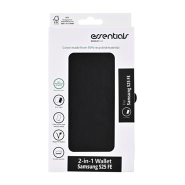Essentials Samsung Galaxy S25 FE PU wallet, detachable, 3 cards, black