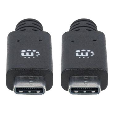 Manhattan USB-C to USB-C Cable, 1m, Male to Male, Black, 10 Gbps (USB 3.2 Gen2 aka USB 3.1), 5A (super fast charging), Equivalent to Startech USB31C5C1M, SuperSpeed+ USB, Lifetime Warranty, Polybag