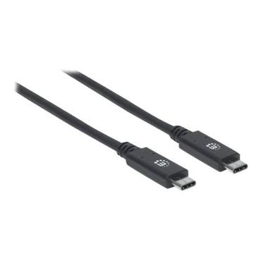 Manhattan USB-C to USB-C Cable, 1m, Male to Male, Black, 10 Gbps (USB 3.2 Gen2 aka USB 3.1), 5A (super fast charging), Equivalent to Startech USB31C5C1M, SuperSpeed+ USB, Lifetime Warranty, Polybag