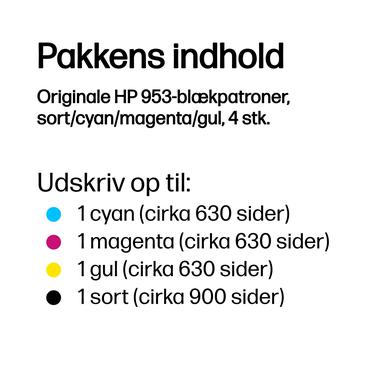 HP Originale 953-blækpatroner, sort/cyan/magenta/gul, 4 stk.
