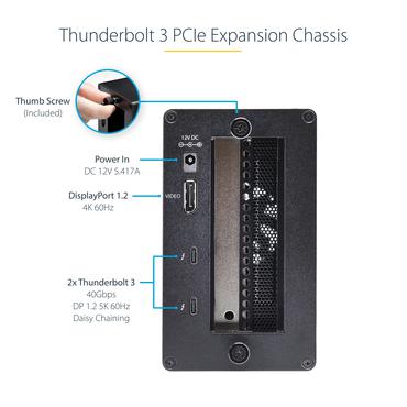 StarTech.com Thunderbolt 3 PCIe Expansion Chassis, External Enclosure Box with 1x PCI-Express Slot, 5K/4K Output Via TB3/DP Ports, TAA - busudvidelse til system - DP