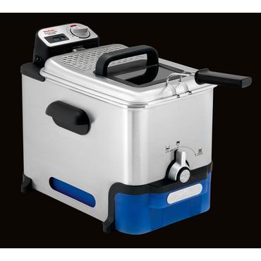 Tefal Oleoclean Pro Inox & Design FR8040 Enkelt 3,5 L 2300 W Sort, Rustfrit stål