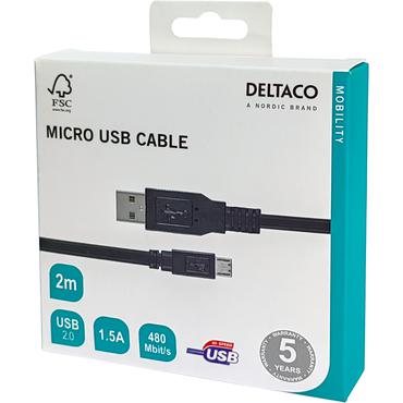 DELTACO - USB-kabel - mikro-USB typ B till USB - 2 m