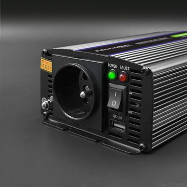 Qoltec Monolith - strømomformer - MS wave, 230V, USB - 1200 Watt