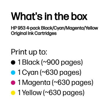 HP Originale 953-blækpatroner, sort/cyan/magenta/gul, 4 stk.