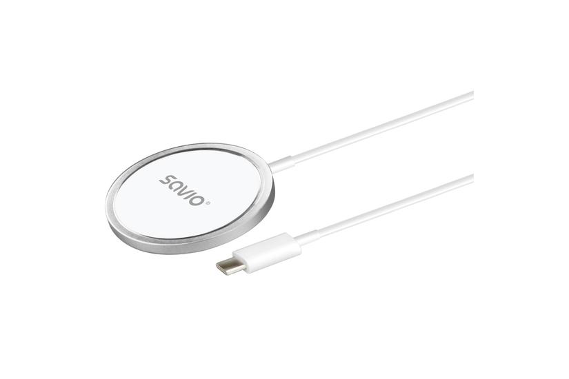 Savio LA-11 oplader til mobil enhed Mobiltelefon, Universel Hvid DC Tr&aring;dl&oslash;s opladning Indend&oslash;rs