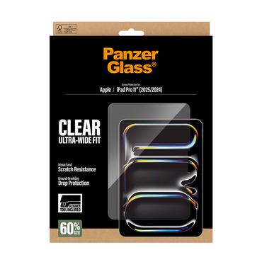 PanzerGlass &reg; Sk&aelig;rmbeskyttelse iPad Pro 11" (2024-2025) | Ultra-Wide Fit m. Fastfit tool