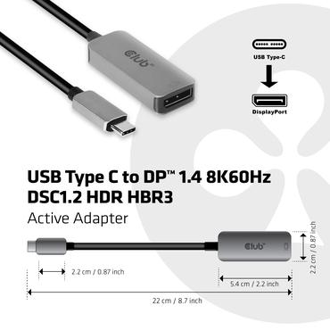 Club 3D CAC-1567 - DisplayPort-adapter - 24 pin USB-C till DisplayPort - 22 cm