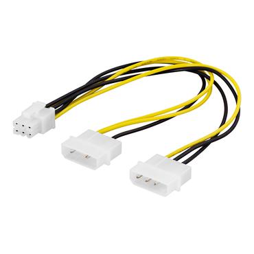 DELTACO 2X Molex til 6 pin strømadapter