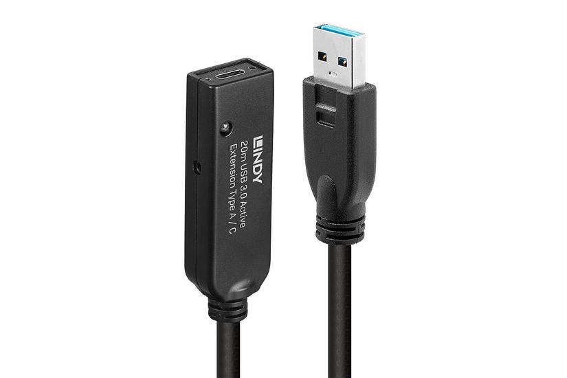 Lindy 20m USB 3.0 Aktivverl&auml;ngerung Typ A an C 20m Verl&auml;ngerung f&uuml;r ein USB Typ C Ger&auml;t an einem USB Typ A Computer (43375)