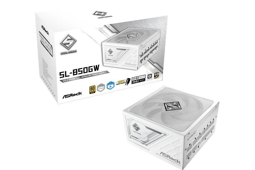 Asrock SL-850GW Steel Legend enhed til str&oslash;mforsyning 850 W 20+4 pin ATX ATX Hvid