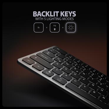 AXAGON HMC-KB keyboard USB-C 5Gbps with HUB, microSD/SD, 3x USB-A, HDMI 4K/60Hz, PD 100W, Audio, DE layout