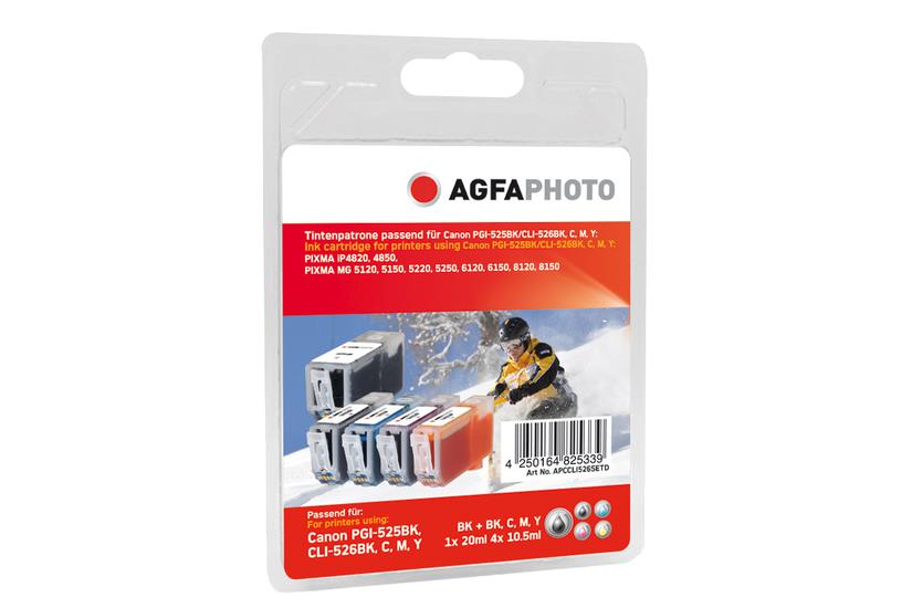 AgfaPhoto - 5-pack - svart, gul, cyan, magenta - kompatibel - bläckpatron (alternativ för: Canon 4529B001, Canon 4540B001, Canon 4541B001, Canon 4542B001, Canon 4543B001, Canon CLI-526BK, Canon CLI-526C, Canon CLI-526M, Canon CLI-526Y, Canon PGI-525BK)
