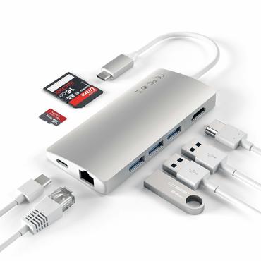 Satechi Aluminum Multi-Port Adapter V2 - dockingstation - USB-C / Thunderbolt 3 - 1GbE