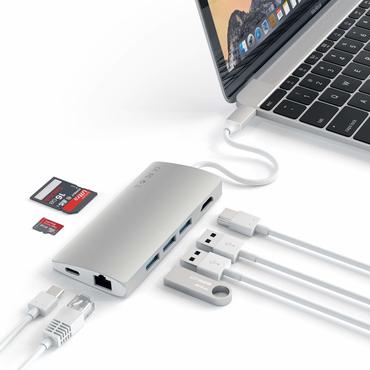 Satechi Aluminum Multi-Port Adapter V2 - dockingstation - USB-C / Thunderbolt 3 - 1GbE