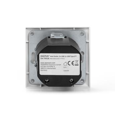 DIGITUS DA-70618 - USB-uttag - 2 USB-uttag, 1 USB-C-uttag - RAL 9003, signalvit