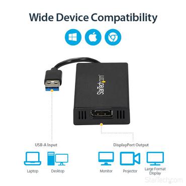 StarTech.com USB 3.0 to DisplayPort Adapter - DisplayLink Certified - 4K 30Hz - USB / DisplayPort adapter - USB Type A til DisplayPort - TAA-kompatibel - 9 m