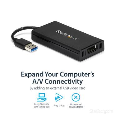 StarTech.com USB 3.0 to DisplayPort Adapter - DisplayLink Certified - 4K 30Hz - USB / DisplayPort adapter - USB Type A til DisplayPort - TAA-kompatibel - 9 m