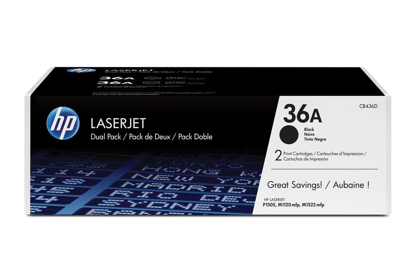 HP 36A - 2-pack - svart - original - LaserJet - tonerkassett (CB436AD)