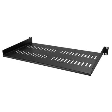 StarTech.com 1U serverrackhylla - Universell ventilerad frib&auml;rande serverhylla med rackf&auml;ste f&ouml;r 19-tums n&auml;tverksutrustning i rack och sk&aring;p - Kraftigt st&aring;l - Viktkapacitet 23 kg - 25 cm djup hylla, svart - hylla f&ouml;r rack - 1U