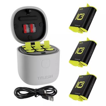 Telesin Camera Charger Waterproof Allin box Telesin Triple Charger for GoPro Hero 9/Hero 10 (GP-BTR-904-GY)