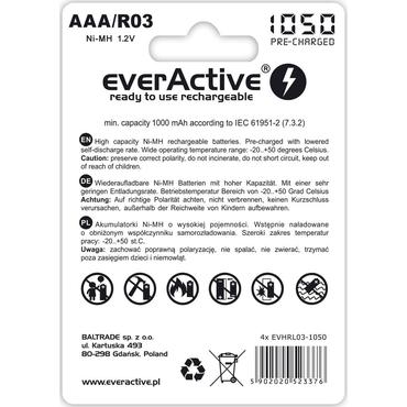Everactive EVHRL03-1050 husholdningsbatteri Genopladeligt batteri AAA Nikkel-Metalhydrid (NiMH)