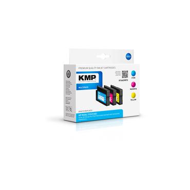 KMP MULTIPACK H166CMYX - 3-pack - L&aring;ng livsl&auml;ngd - gul, cyan, magenta - kompatibel - bl&auml;ckpatron (alternativ f&ouml;r: HP 953XL, HP F6U16AE, HP F6U17AE, HP F6U18AE)