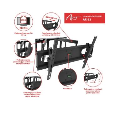 Mount wall for TV ART AR-52 (Wall; 30" - 70"; max. 60kg)