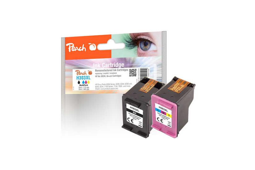 Peach PI300-897 bl&aelig;kpatron 2 stk Kompatibel H&oslash;jt (XL) udbytte Sort, Bl&aring;, Magenta, Gul