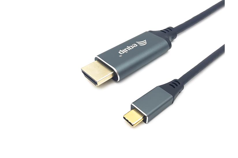 Equip 133416 videokabel adapter 2 m USB Type-C HDMI Type A (Standard) Gr&aring;, Sort