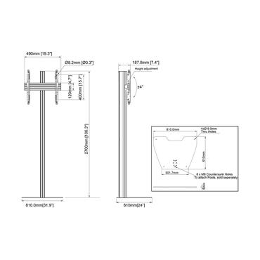 Multibrackets M Pro Series ställ - för platt panel - mikrojusterbar - svart