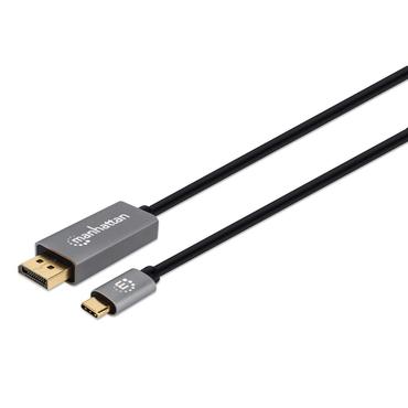 Manhattan 354844 videokabel adapter 2 m USB Type-C DisplayPort Sort, S&oslash;lv