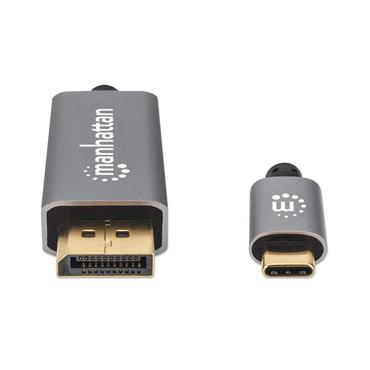 Manhattan 354844 videokabel adapter 2 m USB Type-C DisplayPort Sort, S&oslash;lv
