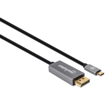Manhattan 354844 videokabel adapter 2 m USB Type-C DisplayPort Sort, S&oslash;lv