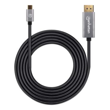 Manhattan 354844 videokabel adapter 2 m USB Type-C DisplayPort Sort, S&oslash;lv