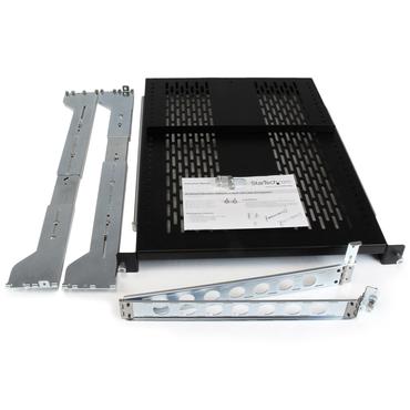 StarTech.com 2U Vented Sliding Server Rack Shelf w/ Cable Management Arm - 27.7 to 31.6in Adjustable Mounting Depth - 50lb - 24in Deep - rackhylde - 2U