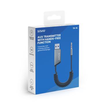 Savio TR-16 Transmitter AUX adapter with hands-free function  Bluetooth 5.3  Google Assistant/Siri