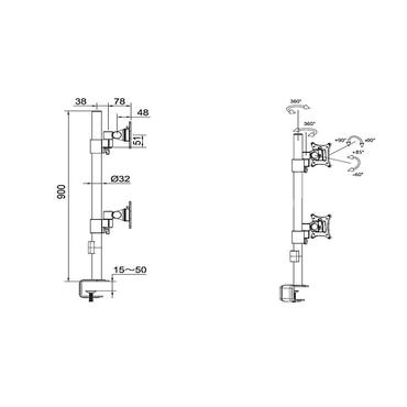 Multibrackets M VESA Deskmount Officeline Dual Vertical monteringssats - f&ouml;r 2 LCD-bildsk&auml;rmar - vit