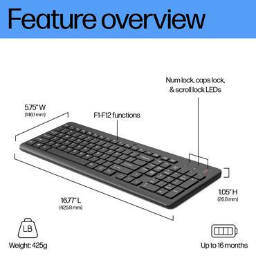HP 220 Wireless Keyboard-BEL
