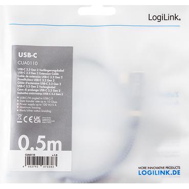 LogiLink CUA0110 USB-kabel USB 3.2 Gen 2 (3.1 Gen 2) 0,5 m USB C Sort, Grå