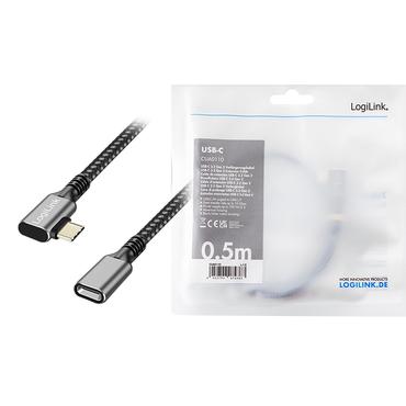 LogiLink CUA0110 USB-kabel USB 3.2 Gen 2 (3.1 Gen 2) 0,5 m USB C Sort, Grå