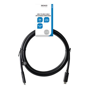 DELTACO - USB typ C-kabel - 24 pin USB-C till 24 pin USB-C - 2 m