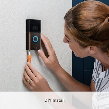 Ring Battery Video Doorbell - 2024 Edition - smart dørklokke - 30-dages gratis prøveperiode af Ring Home, gør-det-selv video, nem at installere, helkropsudsigt, nem at installere - 802.11b/g/n - venetiansk bronze